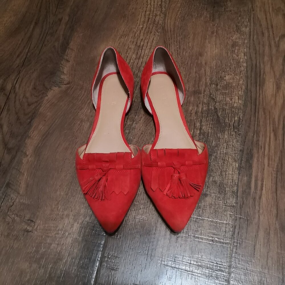 J. Crew d’Orsay Suede Loafer/Flats Red Size 6.5
